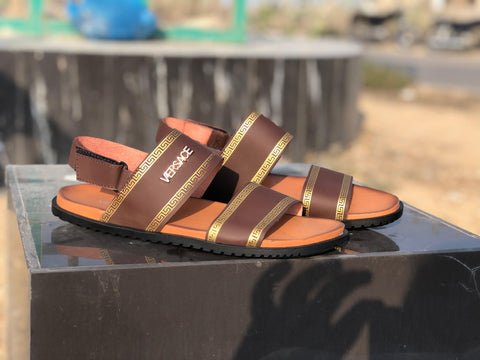 Luxury Brown Versace Sandals – Elegant & Comfortable